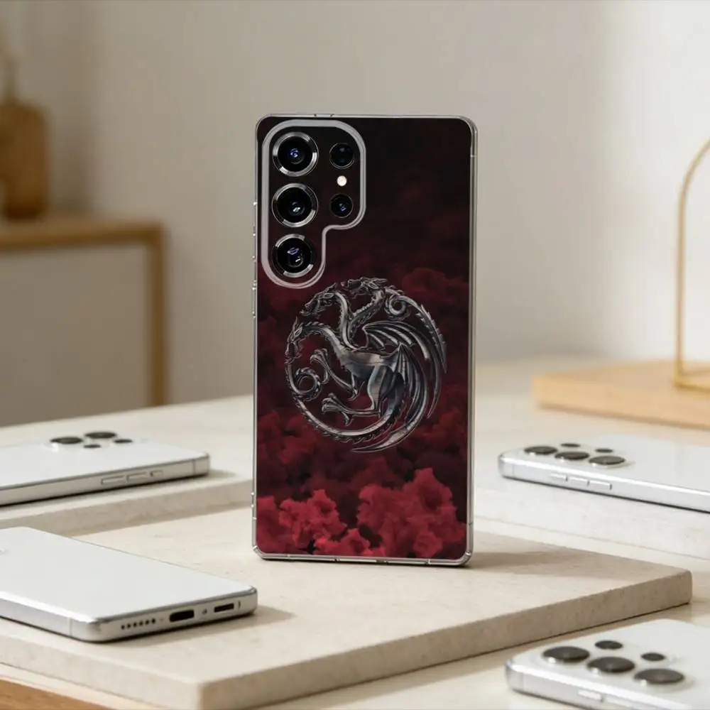 Прозрачный чехол для телефона с логотипом T-Targaryan Dracary для Samsung S25, S24, S21, S22, S23, S30, Ultra, S20, Plus, FE, Note, 10, 9, 5G
