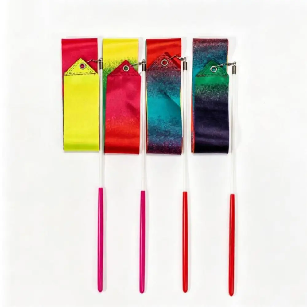 2M/4M/6M Rhythmic Gymnastics Equipment Stick Rainbow Color with Stick Sparkling Performance Props Twirling Dance Ribbons