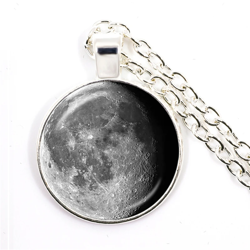 New Arrival Arrival Birthday Moon Necklace Handmade Glass Dome Full Moon Lunar Eclipse Necklace Pendant Jewelry Gift