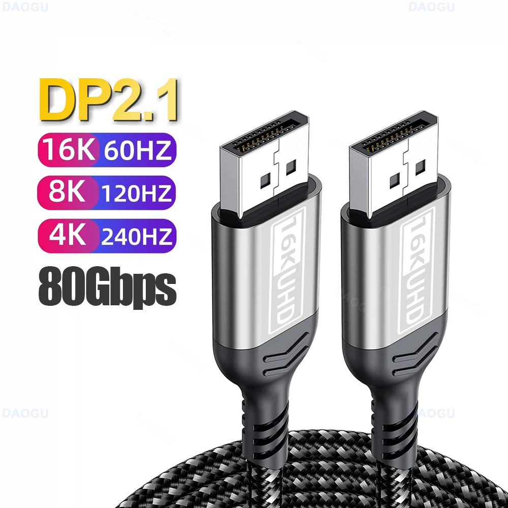 80Gbps 16K@60Hz Ultra HD Video DisplayPort Cable 2.1 HDR 3m 5m 8K@120Hz DP 2.1 Audio Cable 4K@240Hz 2m 1m Display Port Cord M 3D