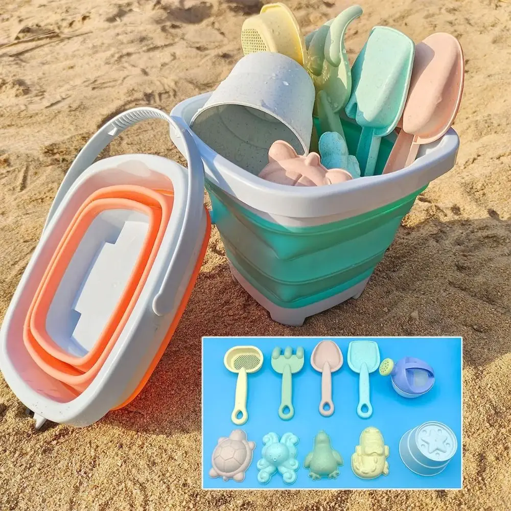 1 Set Secchio Spiaggia Giochi di sabbia Giocattoli Secchiello da spiaggia portatile in plastica Giocattoli Pala leggera Giochi da spiaggia Estate