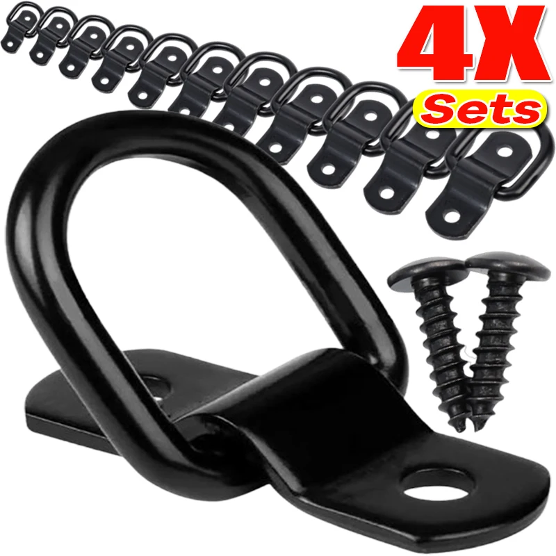 For Car Truck Trailers RV Boats Shape Pull Hook Tie Down Anchors Ring Iron D Stainless Steel Cargo Tie Down Ring Fastener 1-4pcs