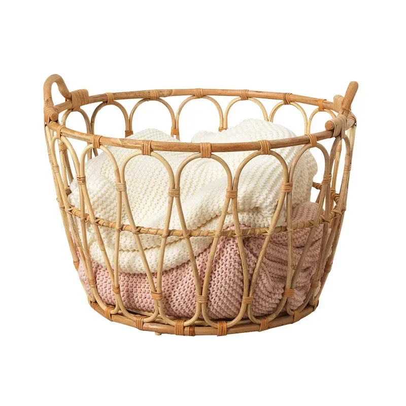 Nordic Storage Basket Hotel B & B Dirty Basket Hand-bent rattan woven Indonesian rattan Bathroom Bath Rattan Basket
