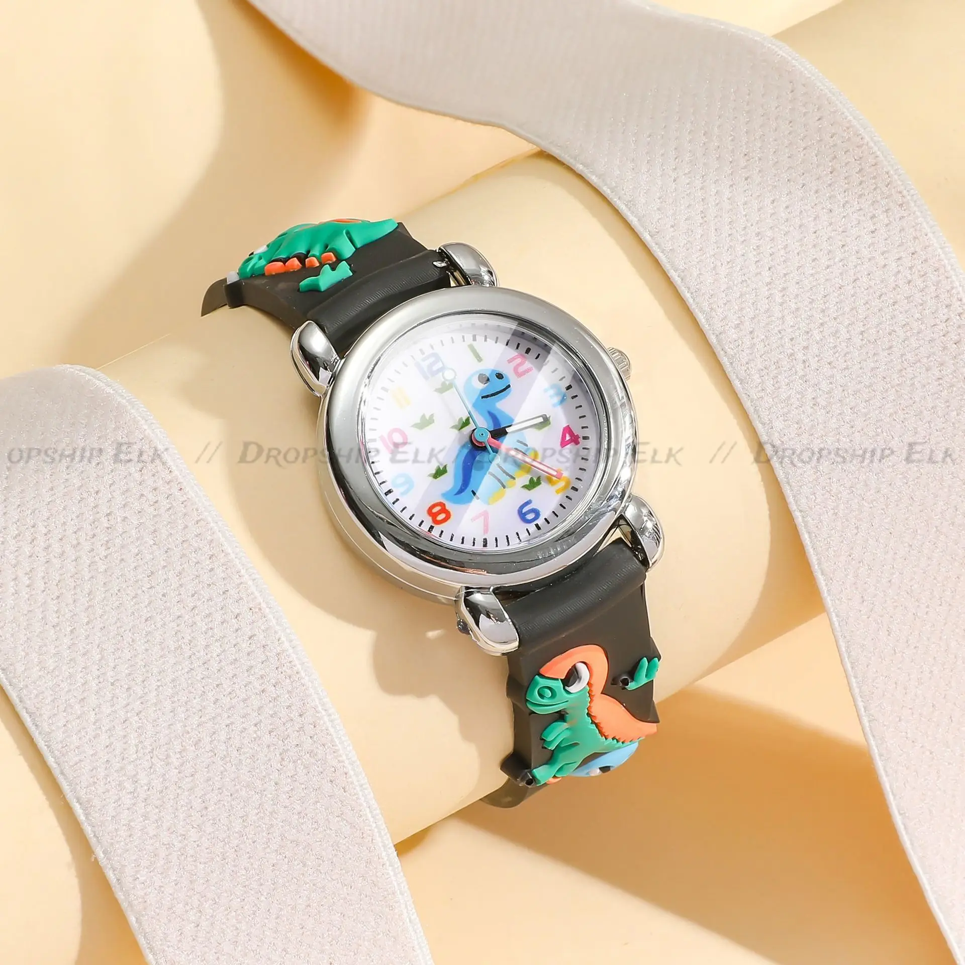 ไดโนเสาร์น่ารักซิลิโคน 3D Excavator Design เด็กนาฬิกาควอตซ์เด็กการ์ตูนนาฬิกาข้อมือนาฬิกา Relogio