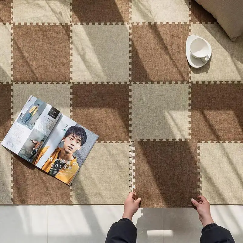 Japanese Style Linen Floor Mat Splicing Bedroom Dormitory Living Room Easy To Maintain and Washable Carpet Bedroom Decor Rug