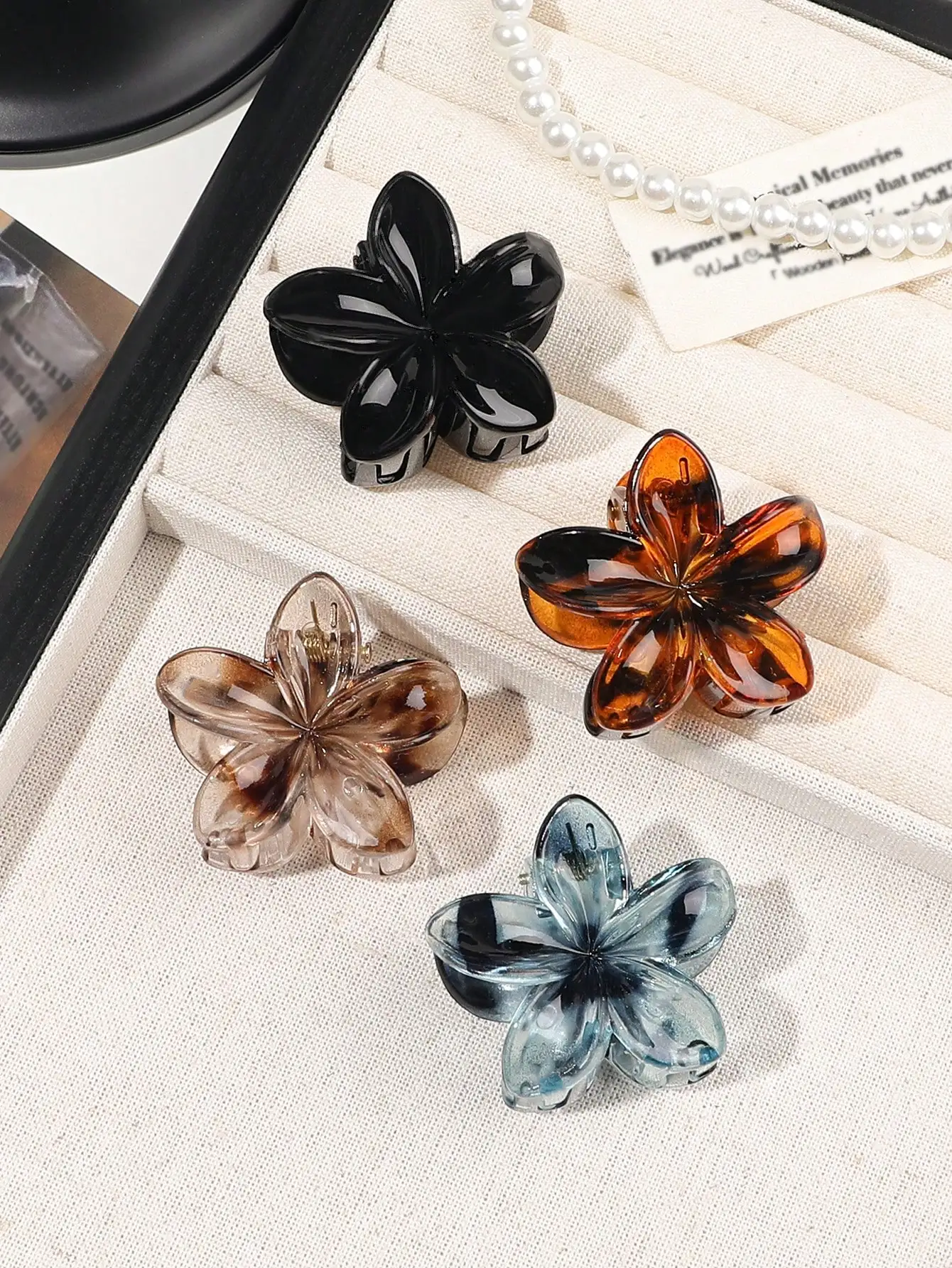 4 Stück mehrfarbige Blumen-Haarklammern für Frauen und Mädchen, rutschfest, niedlich, modisch, Haarschmuck, kleine Haarnadel, Krabben-Haarspange-Stil – Detail 15