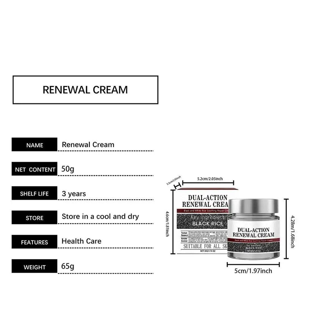 50 جرام كريم إصلاح مهدئ من الأرز الأسود والأبيض، ترطيب لطيف مناسب لأنواع البشرة الحساسة والهش، كريم تجديد مزدوج الحركة #6