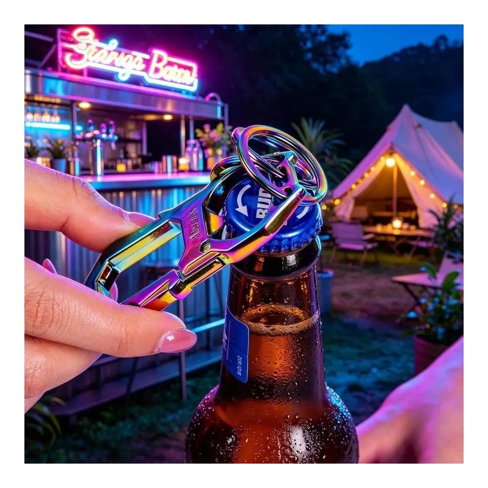 Car Key Chains Bottle Opener Tactical Keychains. Metal Clip Keychain 3 Key Rings Suitable Men And Women.