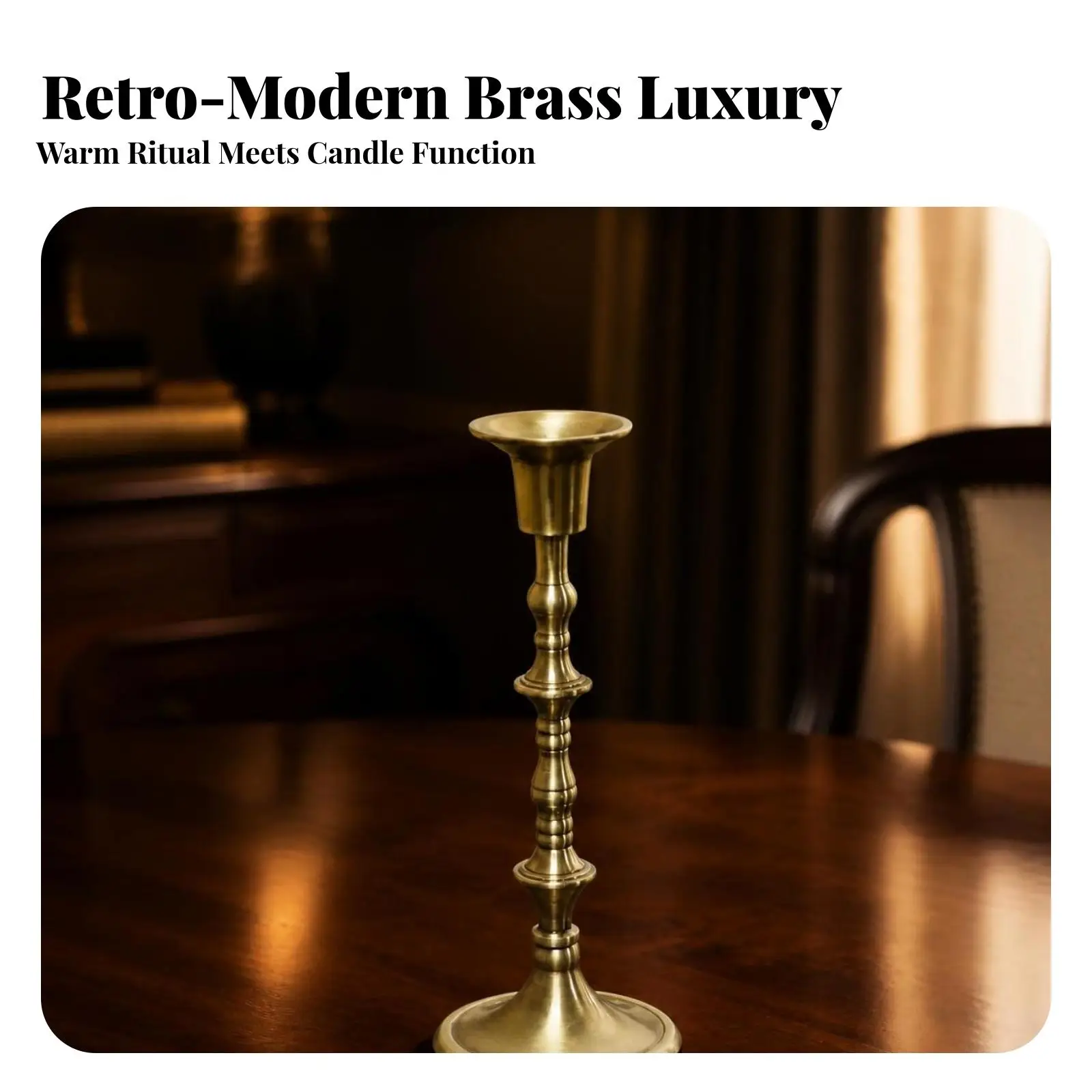 Decorative Brass Candle Holder with Weighted Base for Safe Stable Tabletop Illumination