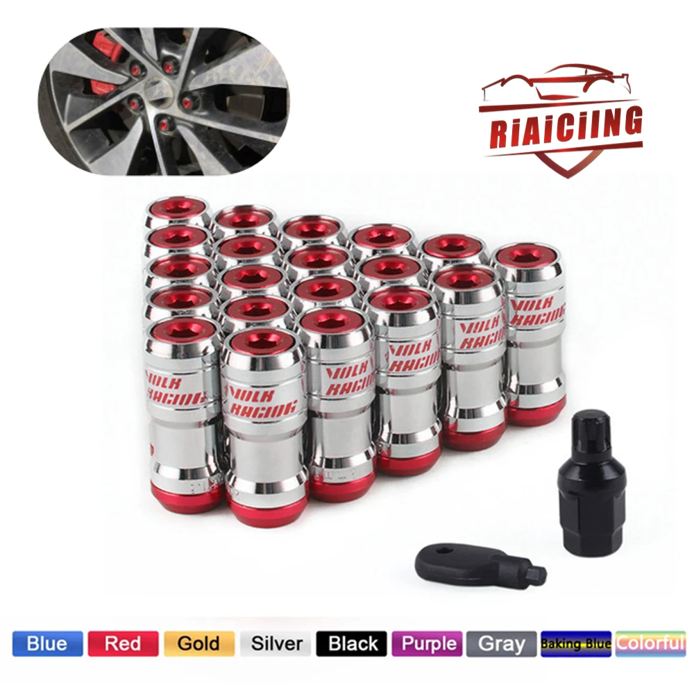 Volk Racing Ukryte koła stalowe Heptagon Formula Nakrętki zabezpieczające Acorn Rim Blose End M12x1.25 M12x1.5 Burning Blue 20Pcs/set