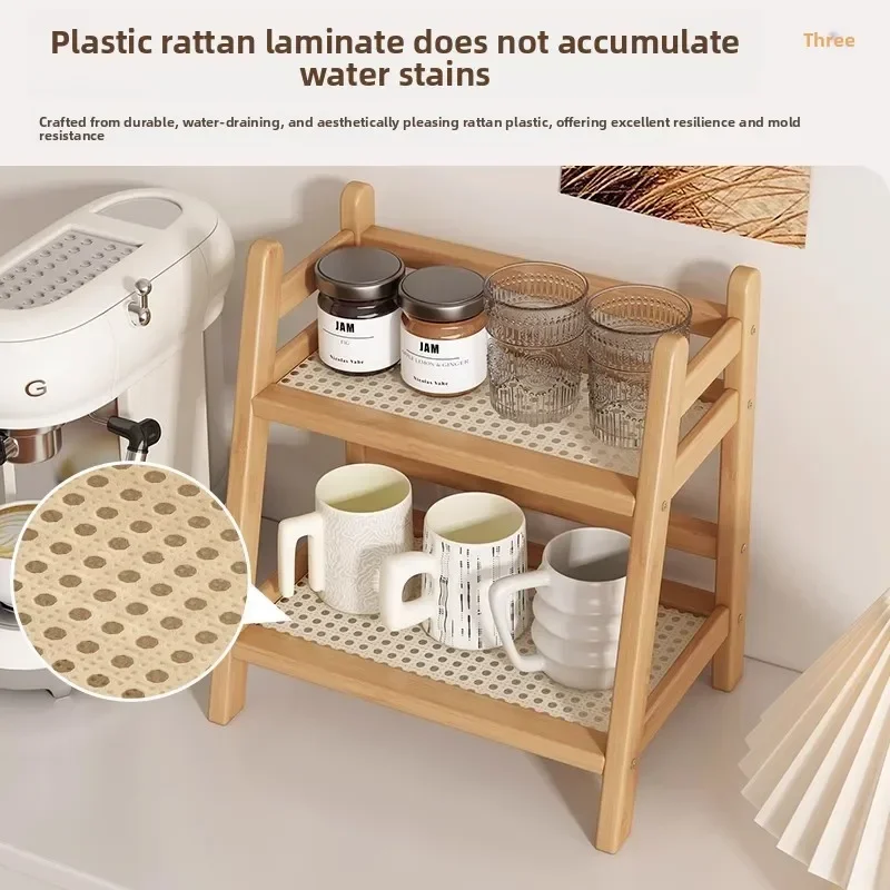 

Household GoodsRattan Rack, Antique Cup Holder, Simple Double-layer Desktop Sundries, Water Cup Finishing Shelf