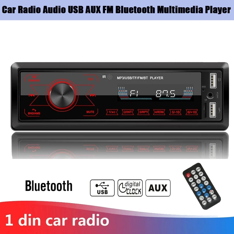 

Автомагнитола 12 В, мультимедийный плеер с USB, AUX, FM, Bluetooth, 7 цветов