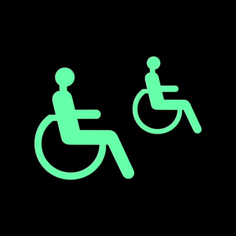 Disabled Toilet Sign Glow Stickers WC Wheelchair Handicapped Only Instruction Wall Sticker Public Shop Hotel Home Decor Decal