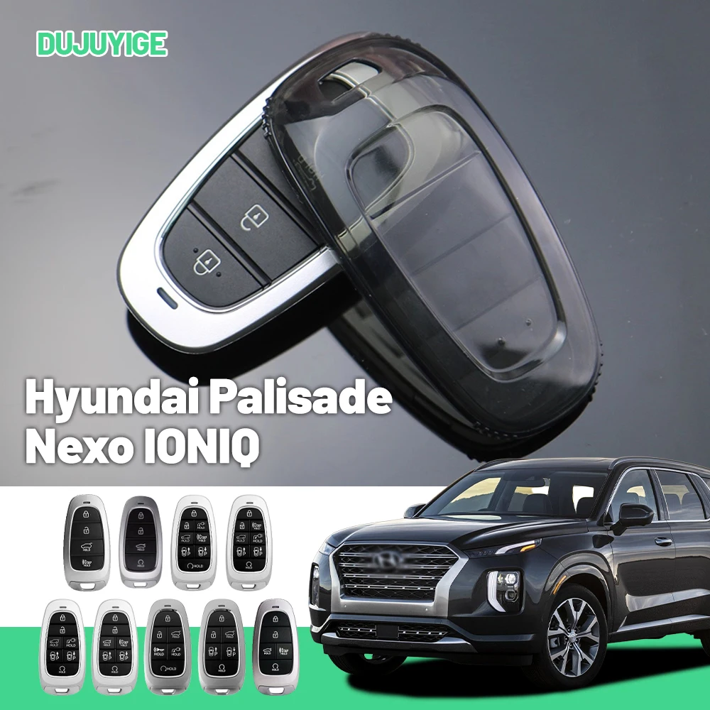 Clear TPU Car Key Case For Hyundai Palisade Nexo IONIQ 5 Santa Cruz Key Fob Cover Protector Shell Auto Accessories