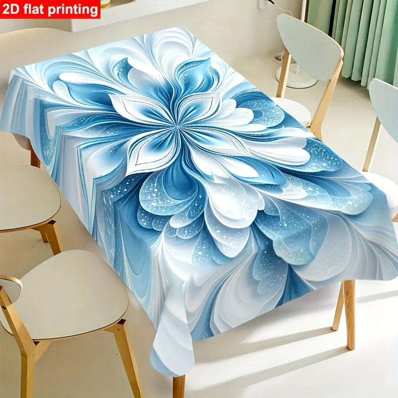 One 2D flat elegant geometric pattern modern art tablecloth, durable polyester rectangular table coverzyc