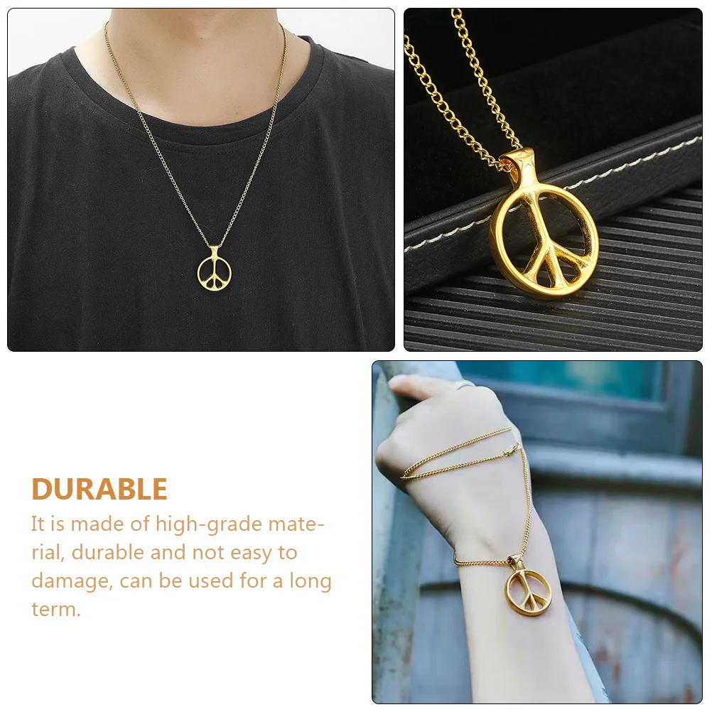 

Peace Sign Necklace Vintage Pendant Retro Fashion Jewelry Gift For Women Men Graduation Christmas Decorative Chain