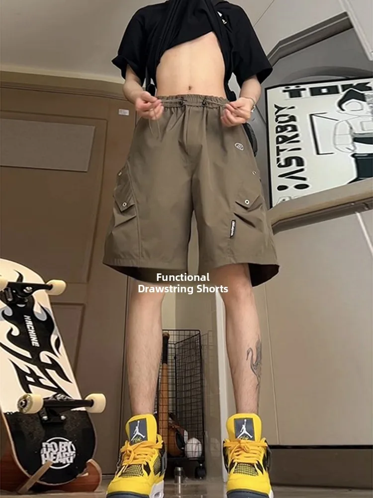 

Military een American Sle Qui Dry Ice Silk Men's orts Summer OOTD Waterproof Casual Pants Loose Fit Low Waist