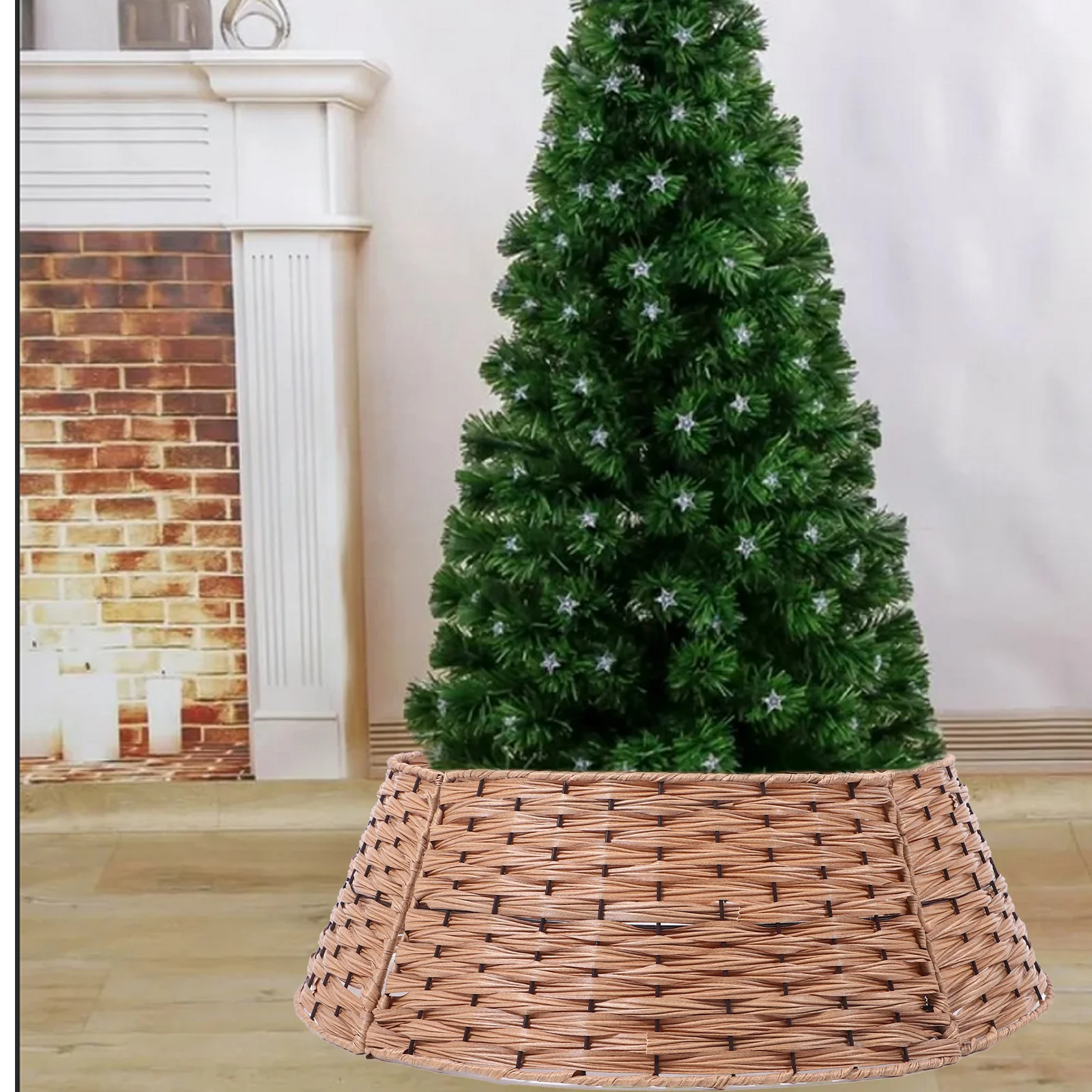 

Round Xmas Tree Skirt Christmas Collar Decoration Wide Radius Lightweight Pretty Indoor Outdoor Use Christmas Tree Collar
