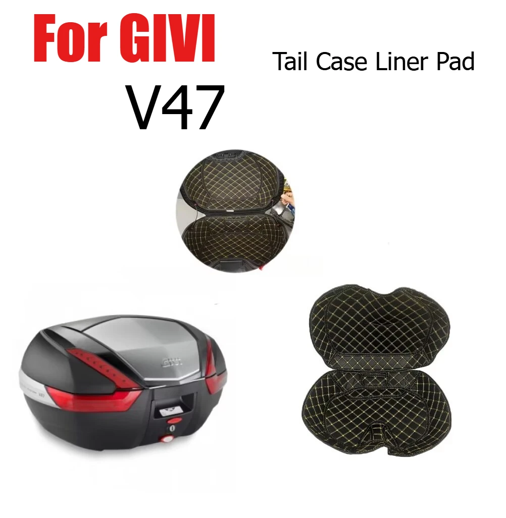 For GIVI V47 Motorcycle Trunk Cargo Liner Protector Seat Bucket Pad Storage Box Mat Leather Tail Case Trunk  Accessories