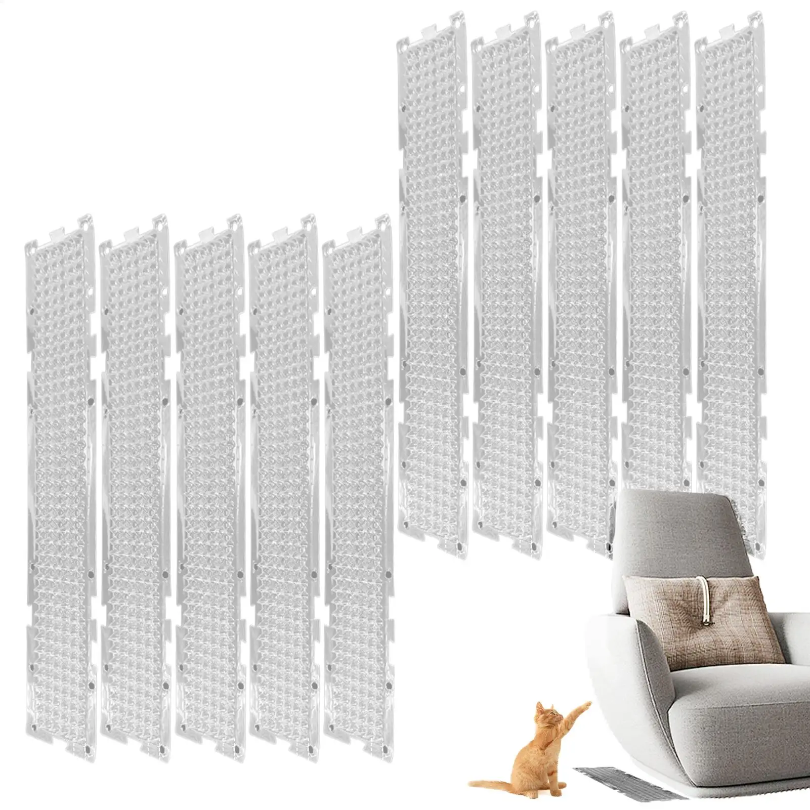 Cat Repeller Mat Heavy-Duty Weather-Resistant Repelling Training Pads 10-Piece Anti Cat Scat Mat for Indoor Furniture Balcony