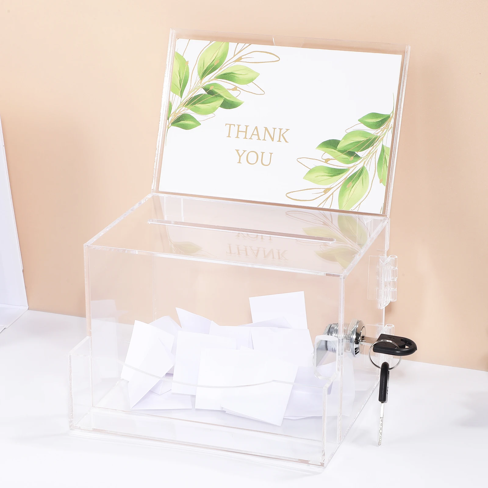 

Transparent Acrylic Ballot Box 15.8x13.6x21.3cm Large Capacity Lockable Suggestion Donation Fundraising Letter Box