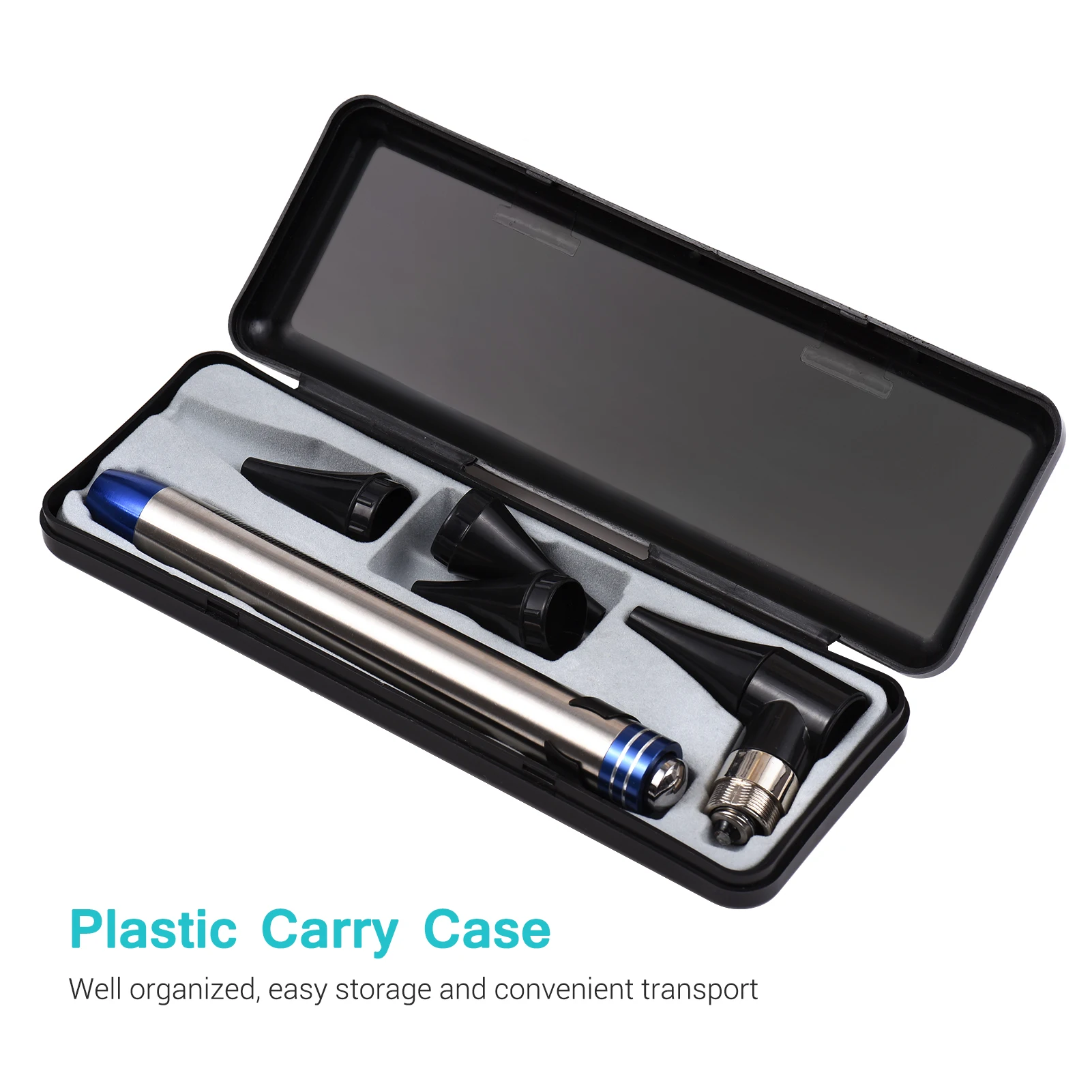 2 in 1 Otoscope and Eyes Diagnostic Tool Kit with LED Light 4mm Replaceable Ear Tips Portable Stainless Steel Handheld Optical