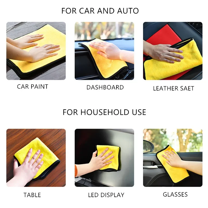Thicken Car Wash Microfiber Towel 30x30/40/60CM Soft Car Cleaning Drying Cloth Hemming Car Care Cloth Detailing Car Wash Towel image 4