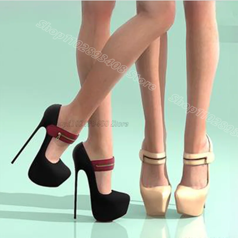 Black Platform Zip Decor Pumps Pointed Toe Sweet Style Casual Elegant Stiletto Heels Women Spring Shoes 2024 Zapatos Para Mujere