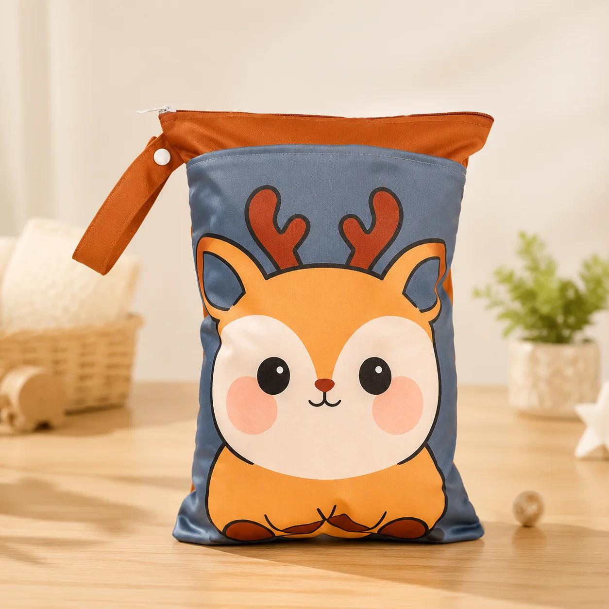 Cartoon Storage Bag Double Pocket Organizer, Washable Reusable Travel Bag with Handle, Portable Multi Use Bag for Stroller, Swi