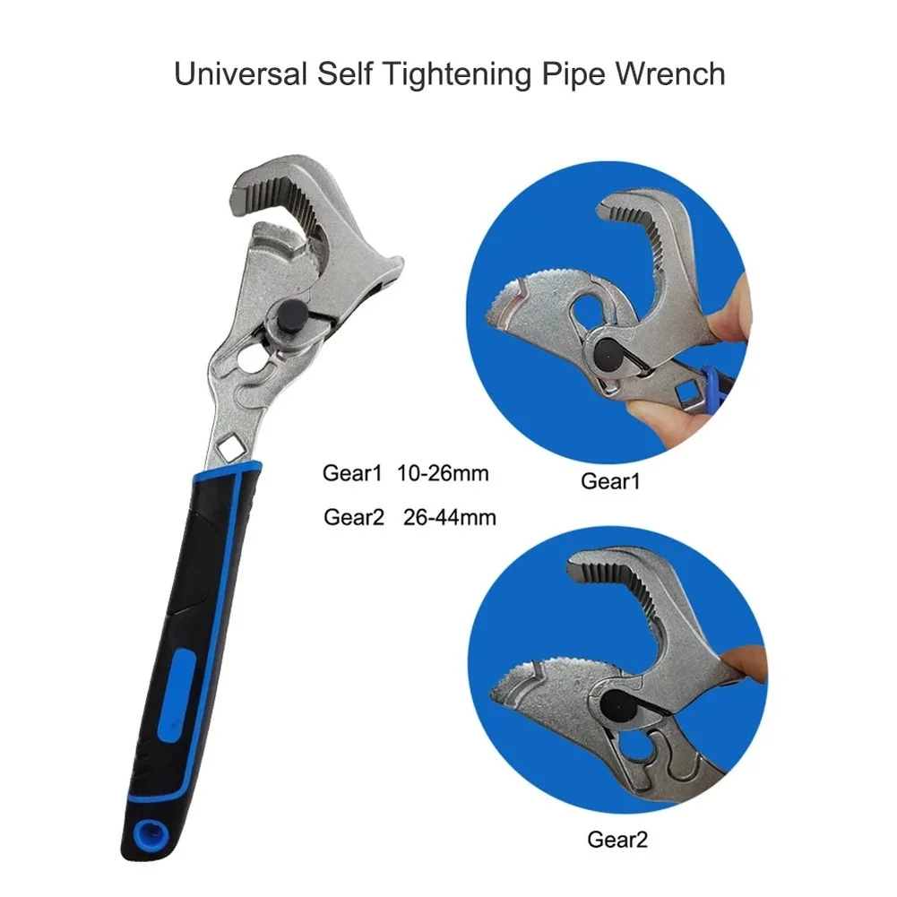 

12 Inch Self Tightening Pipe Wrench Adjustable 6 in 1 Multi Tool with Wide Jaw Up to 44mm Chrome Vanadium Steel Build