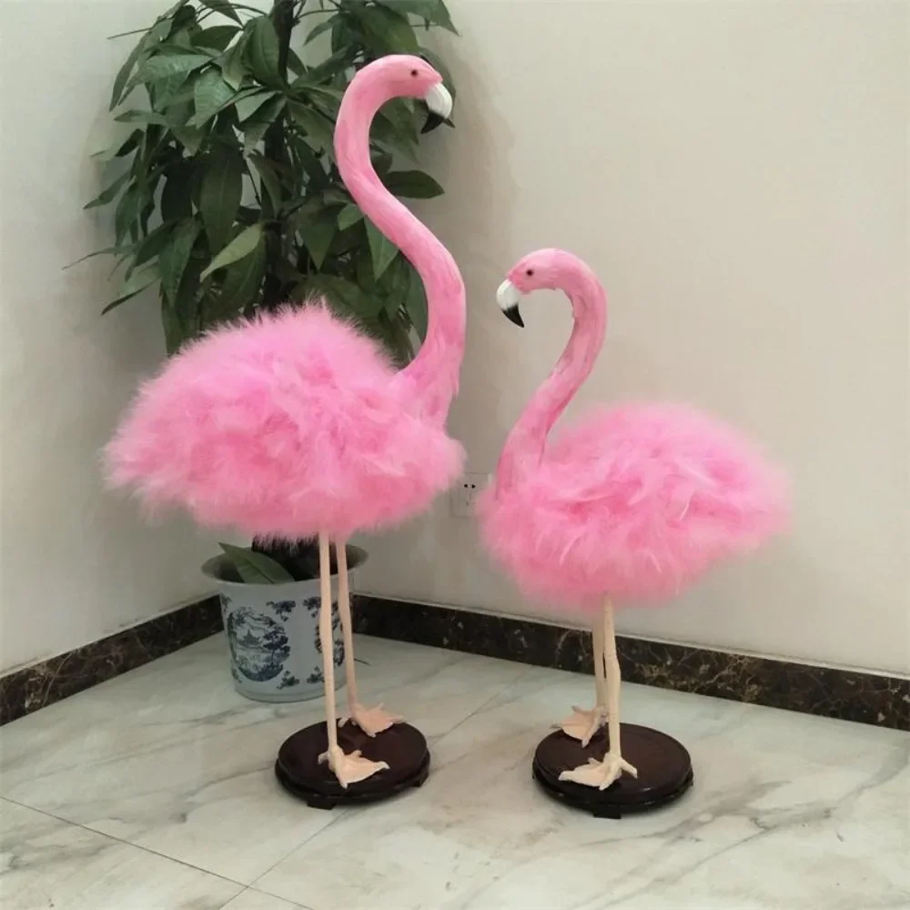 Pink Tilt-up Style Feather Flamingo Courtyard Garden Lawn Ornament Party Supplies