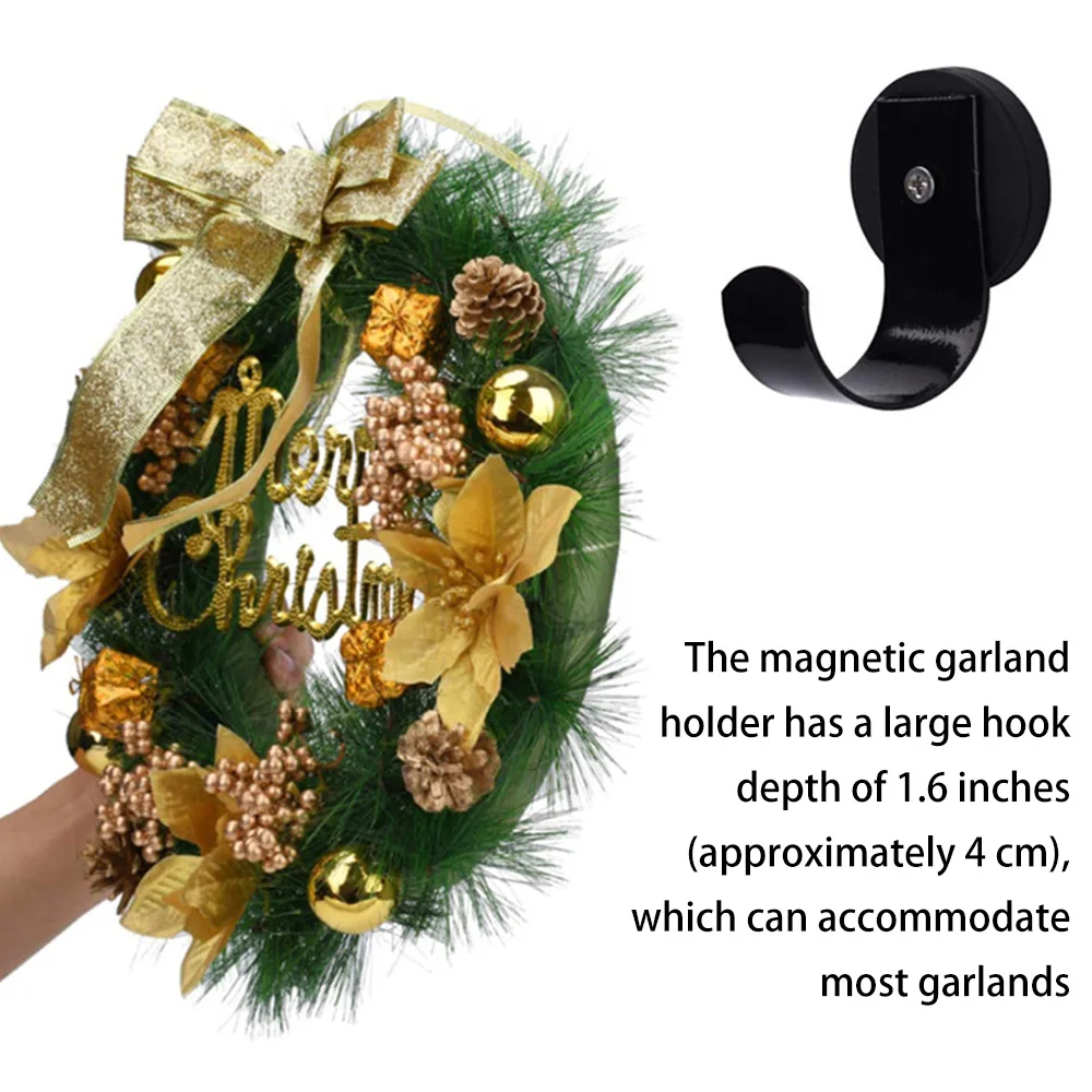 Magnetic Wreath Hanger 1.6 Inch Wreath Hook Scratch Free Wreath Holder Hook Heavy Duty Wreath Hanger Door Hook for Metal Doors