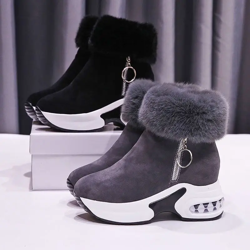 2020Women Winter Warm Rabbit Fur Sneakers Platform Snow Boots Women Ankle Boots Female Causal Shoes Ankle Boots For Women