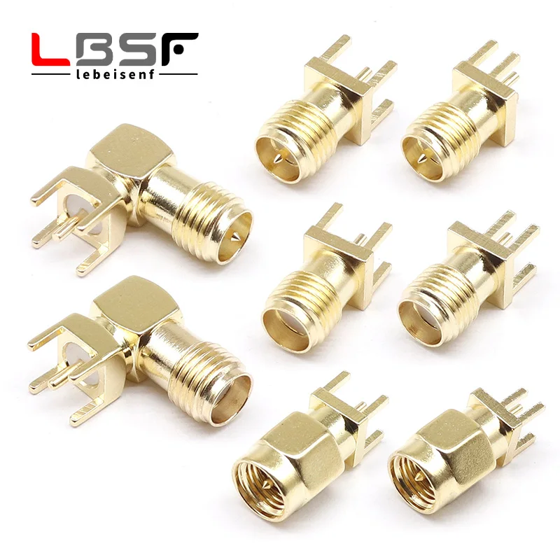 SMA Female Jack Male Plug Adapter Solder Edge PCB Straight Right angle Mount RF Copper Connector Plug Socket