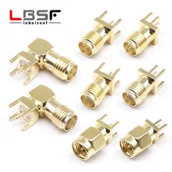 SMA Female Jack Male Plug Adapter Solder Edge PCB Straight Right angle Mount RF Copper Connector Plug Socket