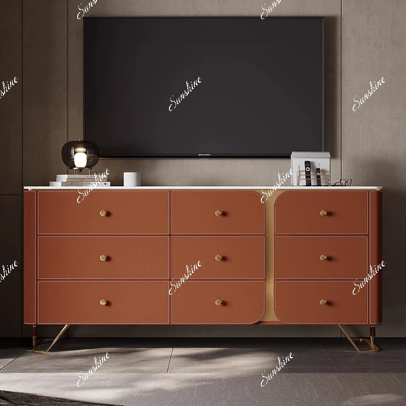 

Solid wood, modern minimalist living room dining edge, bedroom bedside storage, rock slab drawer cabinet