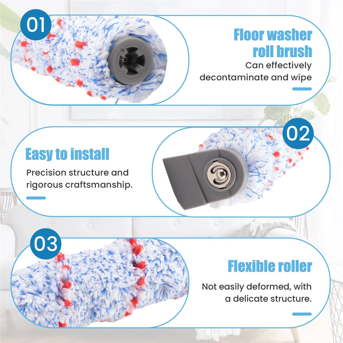 أسطوانة فرشاة فلتر RIRI وقطع غيار رغوة الفلتر المسبق للمكنسة الكهربائية الرطبة والجافة اللاسلكية Tineco IFloor HF10E-01