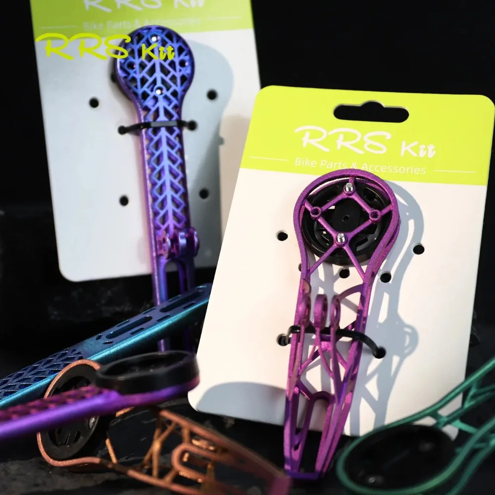RRSKIT Titanium Alloy 3D Printed Bicycle Computer Colorful Extended Bracket For Garmin Universal Base With Gopro Lamp Holder