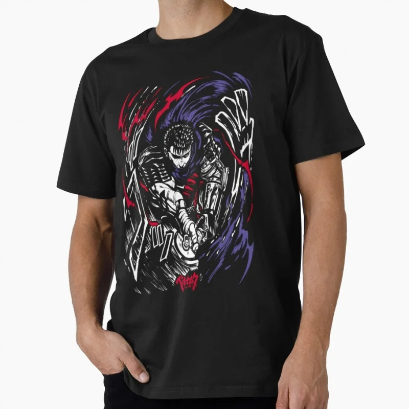 

0922 Guts Berserk Japanese Anime Gift t shirt 100% cotton print clothing Swordsman Manga Graphic Tee Y2K clothes Large size Tops