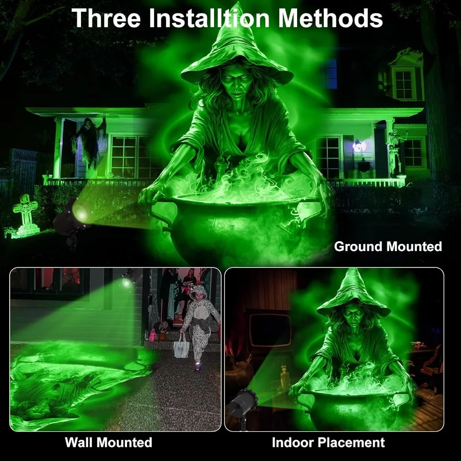 أضواء جهاز عرض الهالوين للساحرات الديناميكية الخارجية وأضواء المرجل لتزيين مستلزمات حديقة العطلات LED للمناظر الطبيعية #5