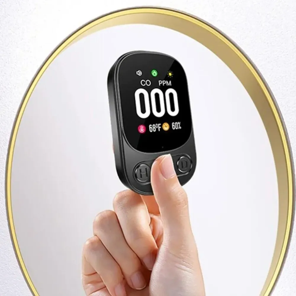 High Sensitivity Carbon Monoxide Detector Large Screen Real Time Monitoring CO Monitor Portable Temperature Humidity Detector