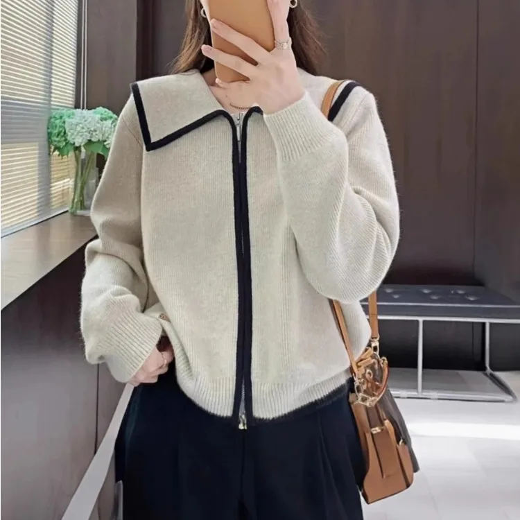 

Women's Loose Long Sve Knitwear Collared Lazy Sle Korean Design Winter Faionable Open Cardigan Soft Comfortable Regula...