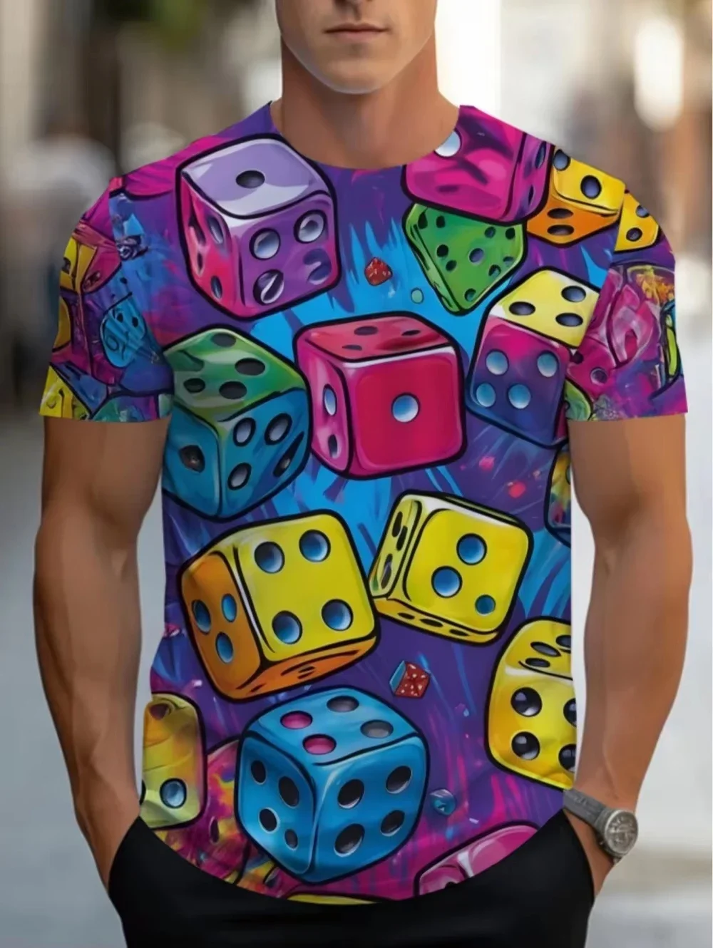2026 Summer New Men's O-neck T-shirt with Smiling Face Graffiti 3D Printing Personalized Versatile Daily Wear Trend Streetwear