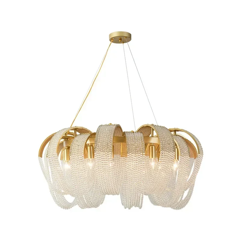 Luxury Tassel Crystal Chandelier for Living Room Restaurant Dinning Room Bedroom Hotel Decor Lustre Golden/chrome Design Lamp