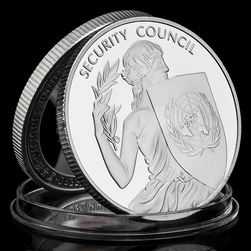 United Nations Security Council Collectible Silver Plated Souvenir Coin Irene Pattern Collection Art Copy Commemorative Coin