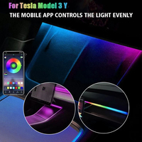 Car Center Console Dashboard Neon Light Wireless Charging For Tesla Model 3 Y USB RGB Interior LED Strip Lights App Controller