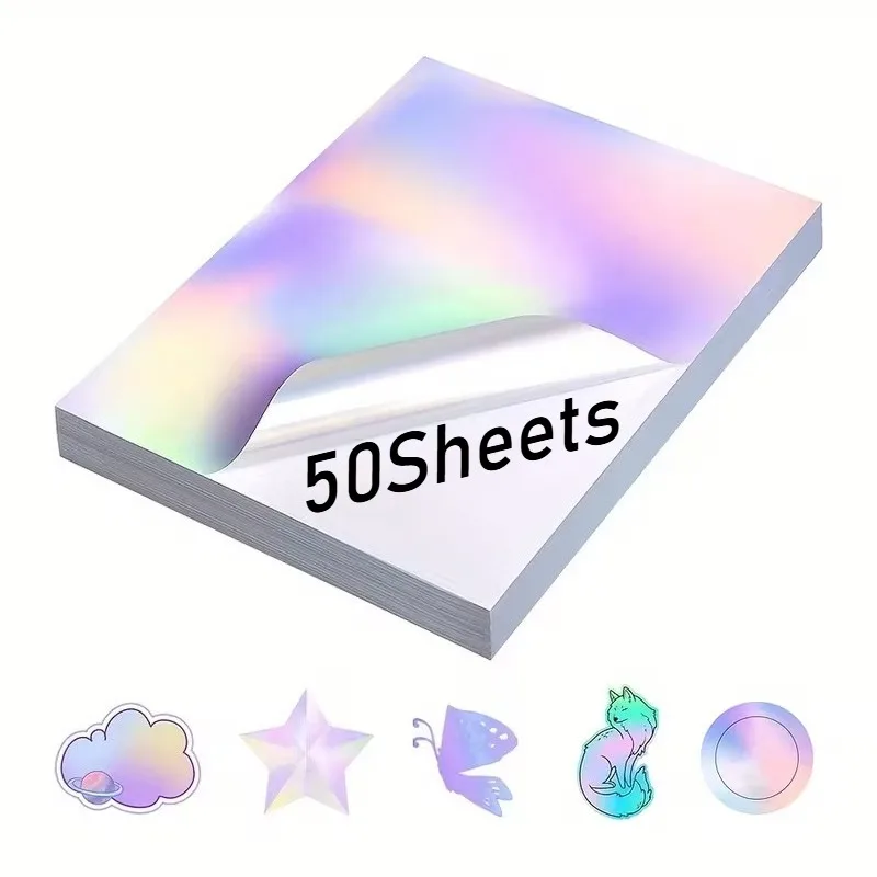 

Самоклеящаяся голографическая бумага формата А4 для струйной печати, водонепроницаемая, с эффектом бриллиантового винила, для рукоделия, этикеток и декоративных наклеек