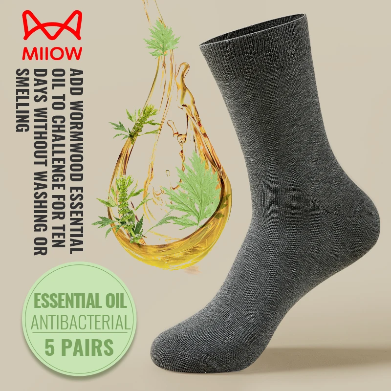 MiiOW Foot Anti Dry Crack Essential Oil Skincare Socks Artemisia Gulong Perfume Sock Deodorant Cotton Stocking Business Black