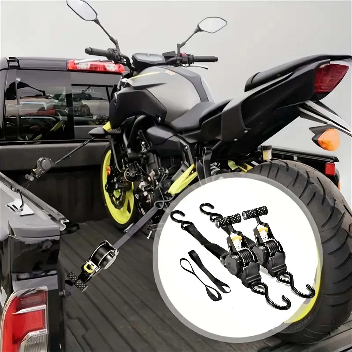 Heavy‑Duty Auto Retractable Ratchet Tensile Strength Automatic Roll‑Up Tie‑Down Straps for Motorcycle Pickup Truck Cargo Fixing