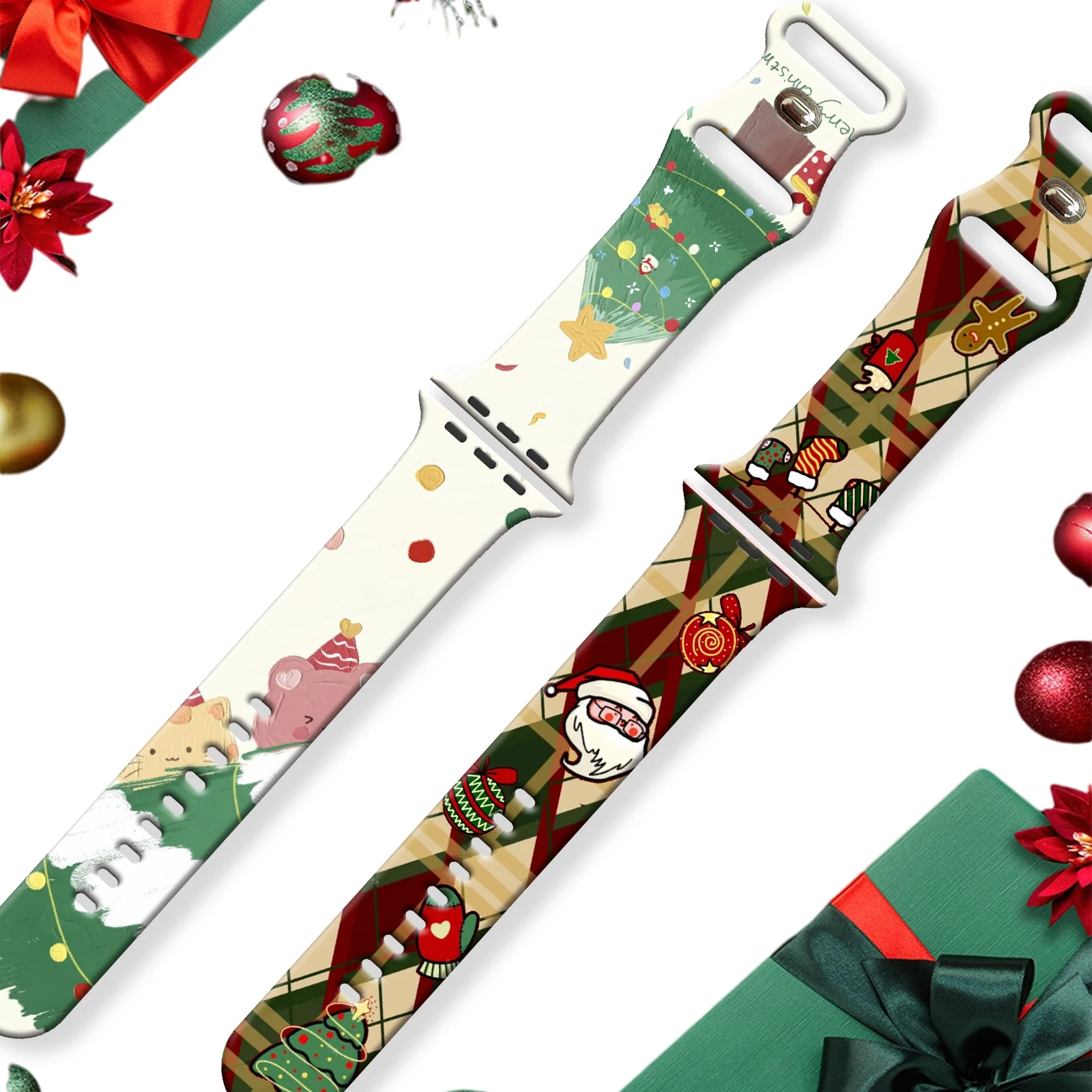Christmas Love Song Print Strap for iWatch 11 10 9 8 7 Silicone Band Replaceable Bracelet for Apple Watch 46mm 44mm 42mm 41mm